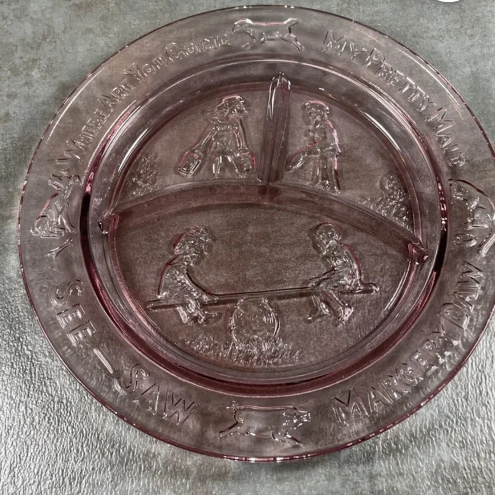 Vintage Margery Daw Nursery Plate Tiara Indiana Glass Company Baby Girls